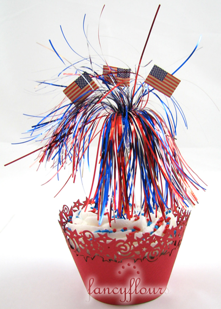 red stars cupcake wrapper